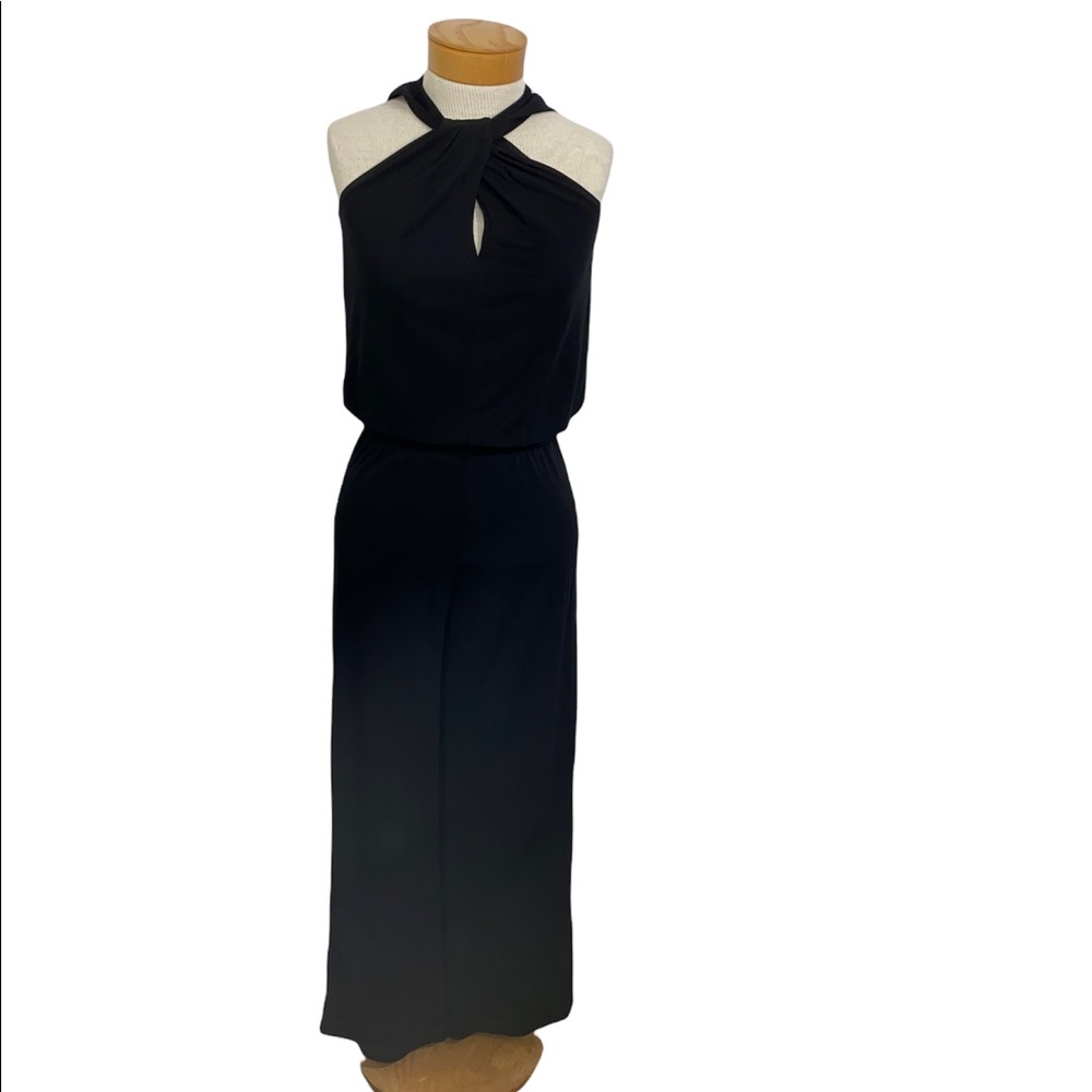 Trina Turk Black Halter Key Hole Wide leg Jumpsuit Size P/0